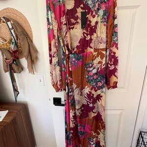 Lulu's Floral Maxi Dress - Pink and Gold